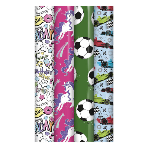 Kids Gift Wrap - EUROWRAP 3m x 70cm Fun Designs 35576-GWC
